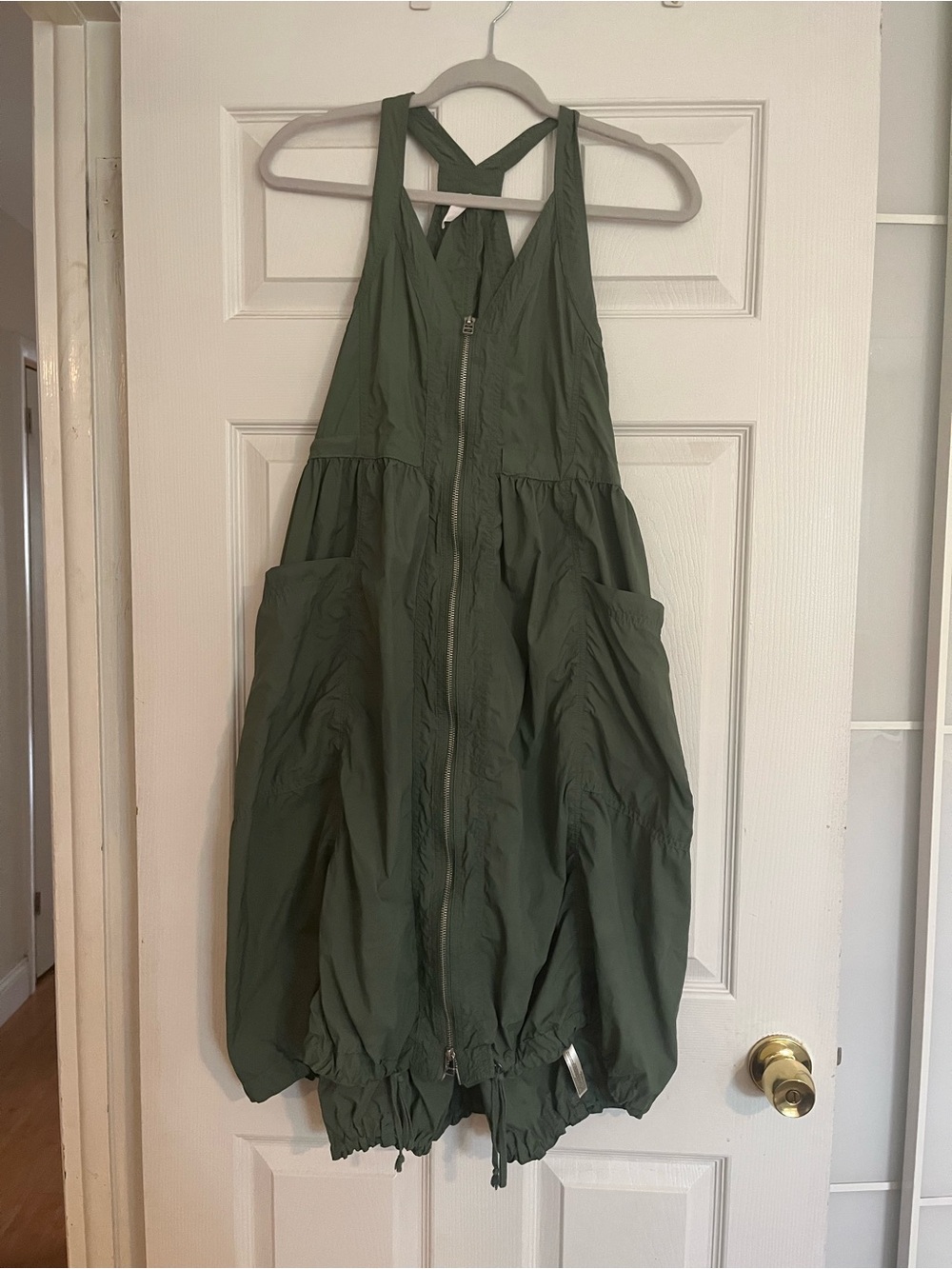 Anthropologie Olive Green Sleeveless Zip-Front Midi Dress
